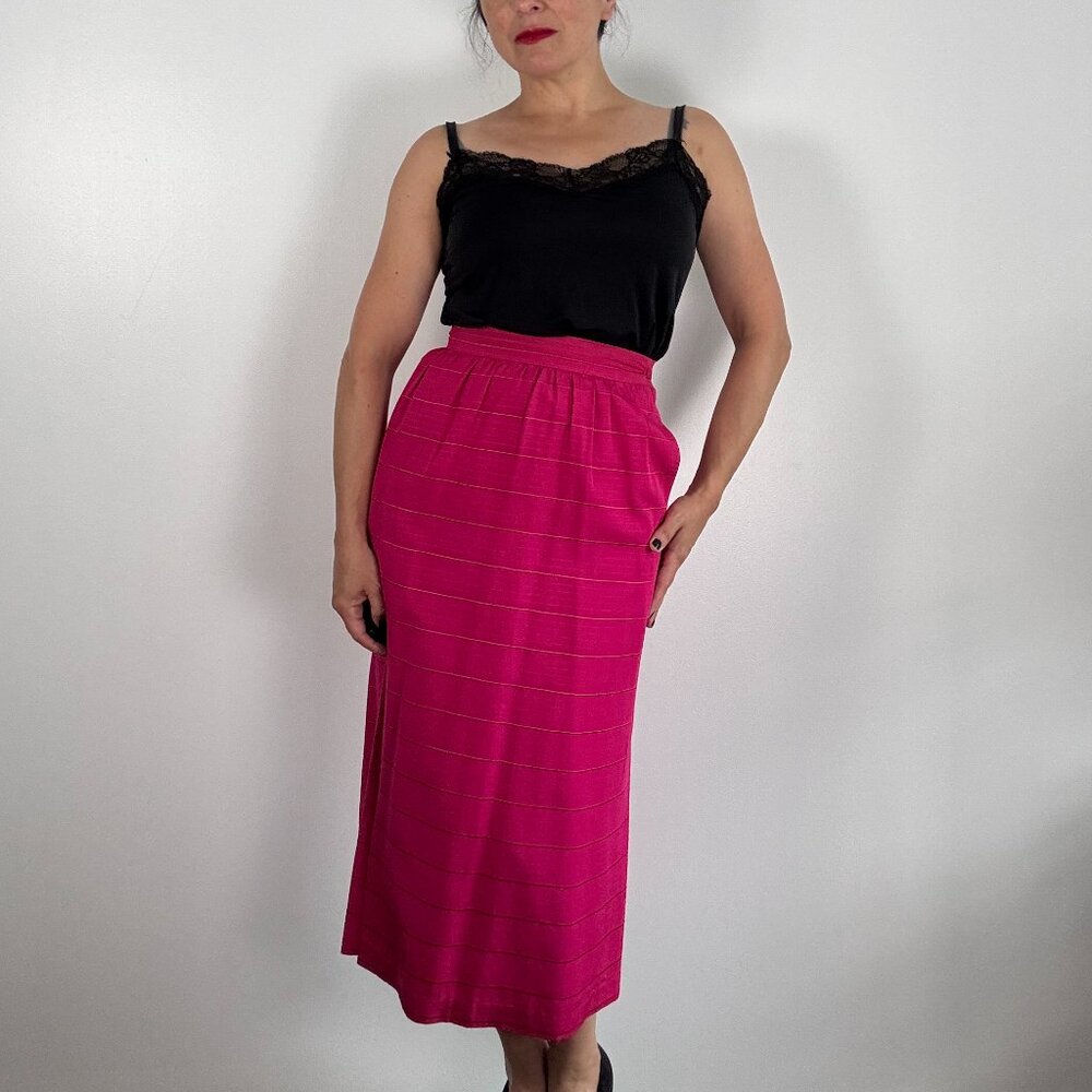 Vintage 90's Pink Midi Pencil Skirt - Size XS